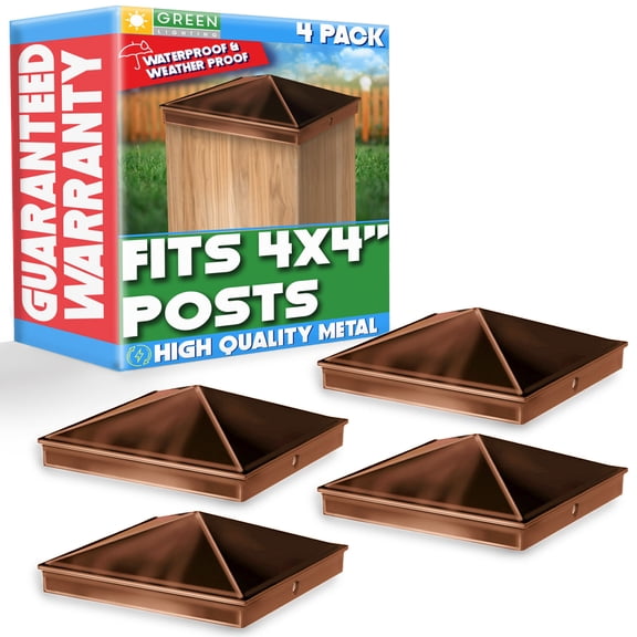 GreenLighting Aluminum Pyramid 4x4 Post Caps - Decking Caps (4 Pack, Brown)