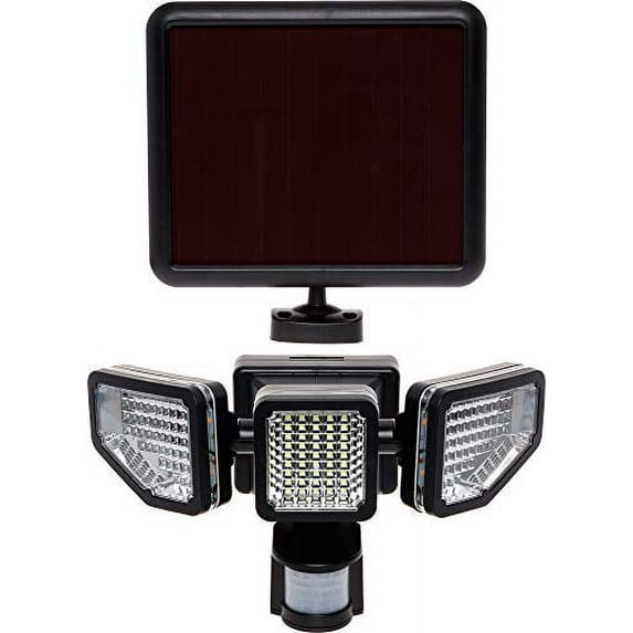 GreenLighting Corner Mount 1200 Lumen Triple Head PIR Solar Security Flood Light w/Motion Sensor (Clear Lens)