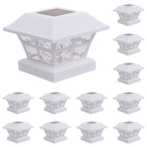 GreenLighting Evolve White Solar Post Cap Lights - 4x4 Post Caps and Outdoor Post Lights - Waterproof Solar Lights for Fence Posts - Solar Post Lights fit 4x4 5x5 Vinyl/PVC White, 12 Pack)
