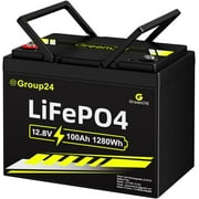 GreenOE 12V 100Ah BCI Group 24 LiFePO4 Battery with Built-in 100A BMS, 15000 Deep Cycles for Solar System, Camping, Home Backup, Trolling Motor