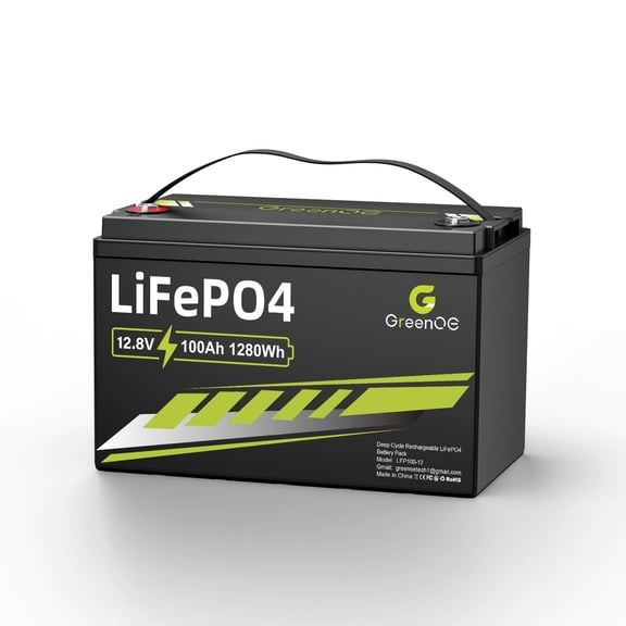GreenOE 12V 100Ah LiFePO4 Battery Group 31, Rechargeable Lithium Battery with 100A Built-in BMS, 15000 Deep Cycles for Solar Systems, RVs, Marine, Vans, Trailers Backup Power