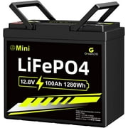 GreenOE 12V 100Ah Mini LiFePO4 Battery,Deep Cycle Battery with 100A BMS, 1280Wh, Up to 15000 Cycles, Lithium Battery for RVs, Trolling Motor & Solar System