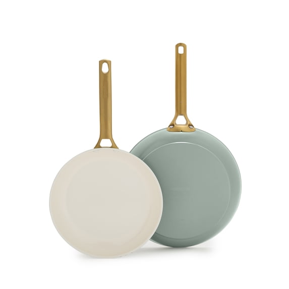 GreenPan 2-Piece Fry Pan Set, 10" & 12", Ceramic Nonstick, Oven Safe, Dishwasher Safe, Moss