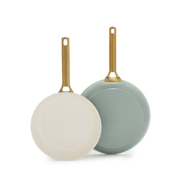GreenPan 2-Piece Fry Pan Set, 10" & 12", Ceramic Nonstick, Oven Safe, Dishwasher Safe, Moss
