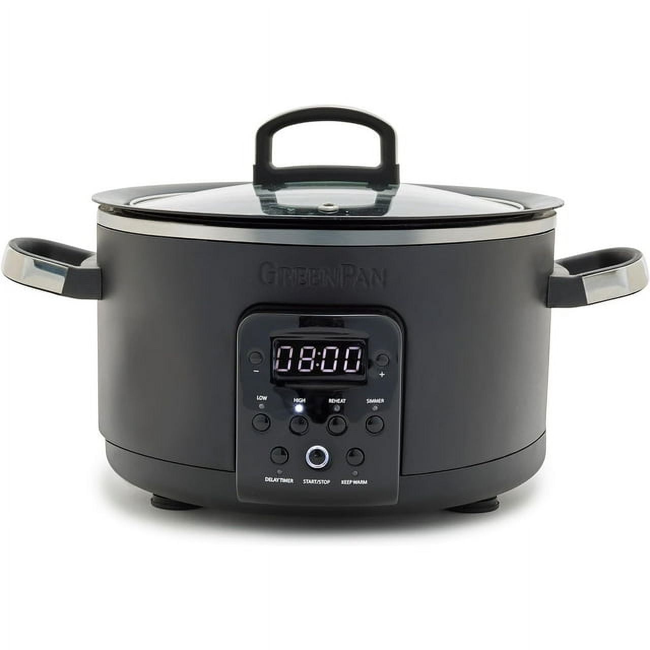 GreenPan Bistro Noir 4QT Electric Slow Cooker with Lid, 6in1