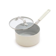 GreenPan Bobby Flay 1.67-Quart Nonstick Saucepan with Glass Lid, Cream