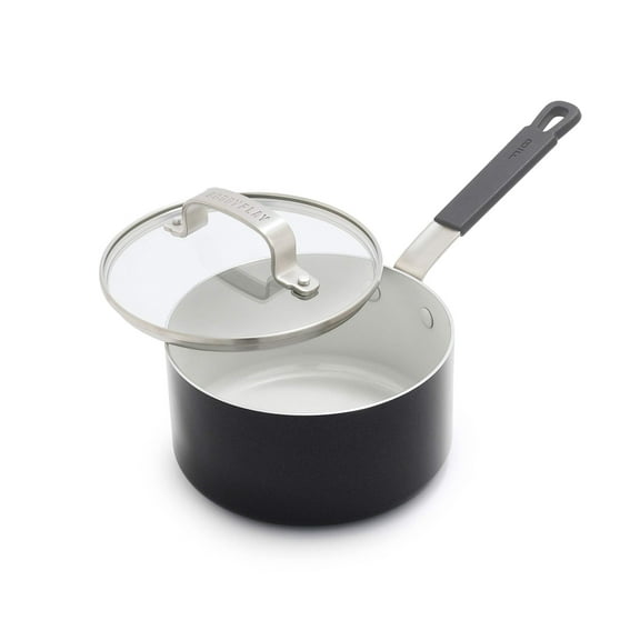 GreenPan Bobby Flay 1.67-Quart Nonstick Saucepan with Glass Lid, Gray