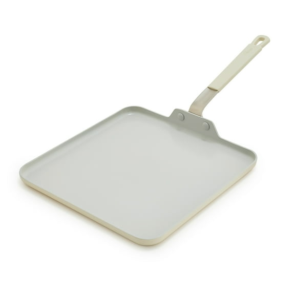 GreenPan Bobby Flay 11" Aluminum Ceramic Nonstick Square Griddle, Cream White, Dishwasher Safe