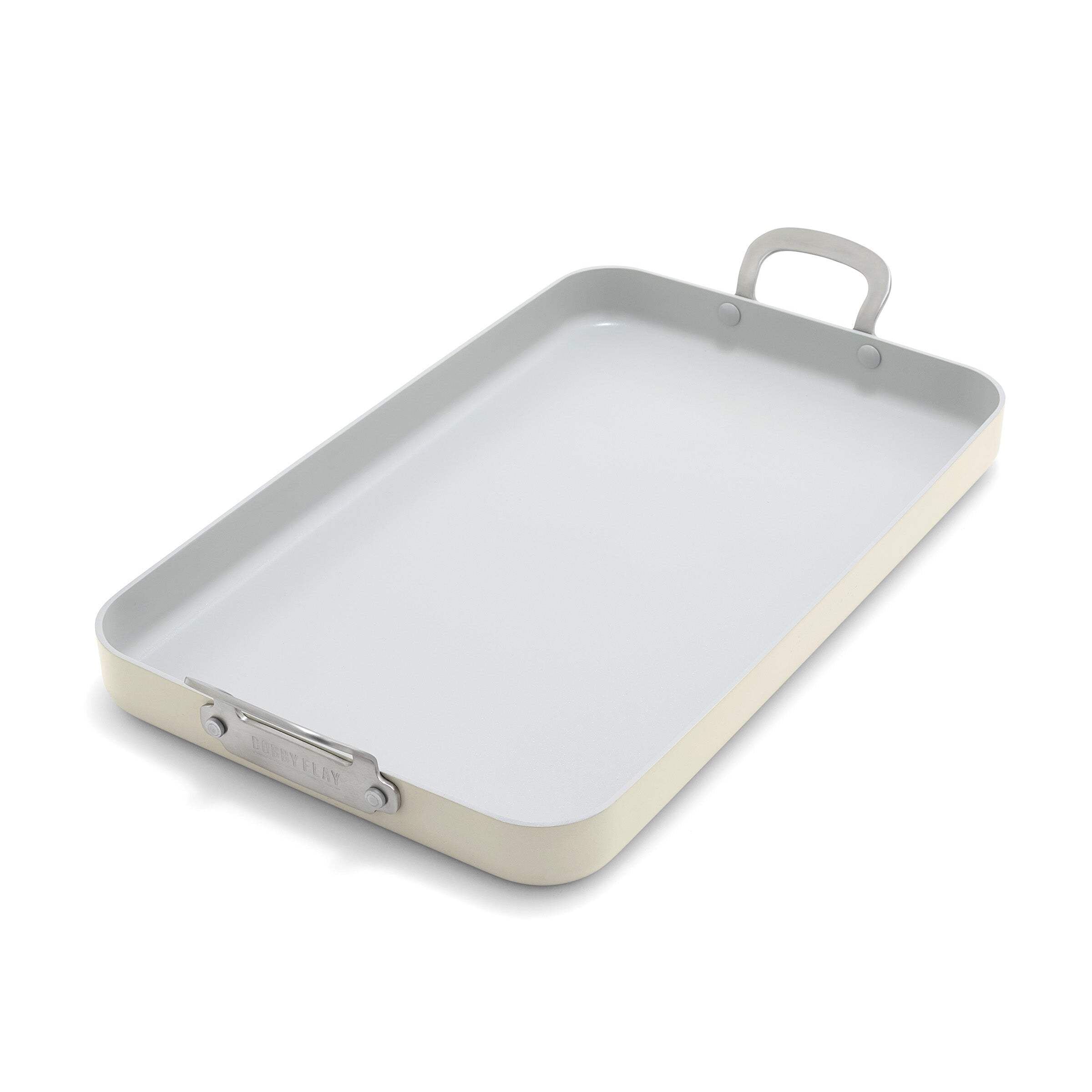 GreenPan Bobby Flay 18" x 11" Nonstick Double Burner Griddle, Gray