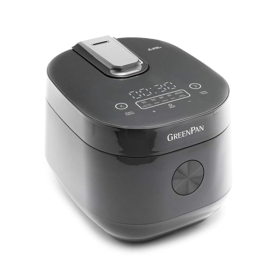 GreenPan Carb Reducing Electric Rice Cooker, 4 Cups Uncooked, Toxin-Free Ceramic Nonstick, Black