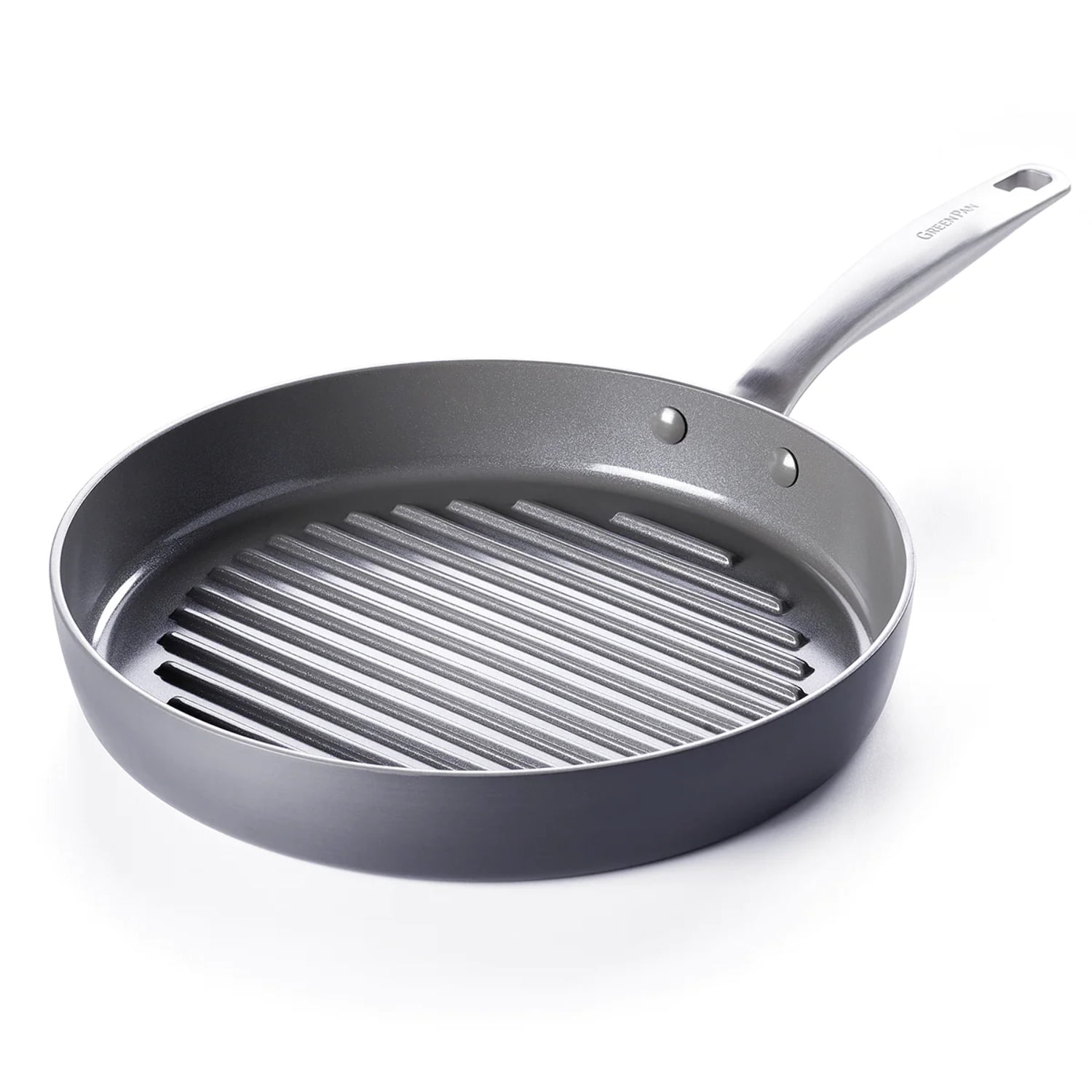 11" Gray Hard Anodized Nonstick Round Grill Pan