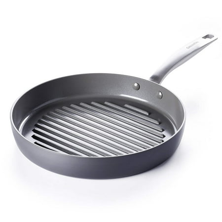 GreenPan - Chatham Ceramic Nonstick 11" Open Round Grill Pan - Grey
