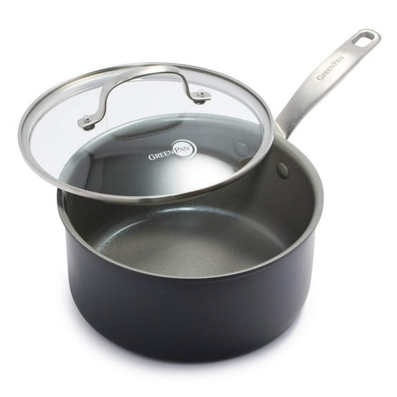 GreenPan Chatham Healthy Ceramic Nonstick 3 Quart Covered Saucepan, Gray