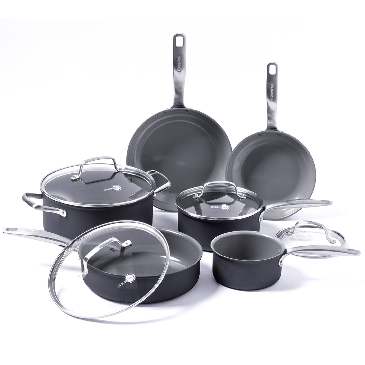 Gray 10-Piece Aluminum Ceramic Nonstick Cookware Set