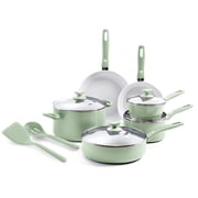 GreenPan 12-Piece Dover Ceramic Nonstick Cookware Set, Pastel Green