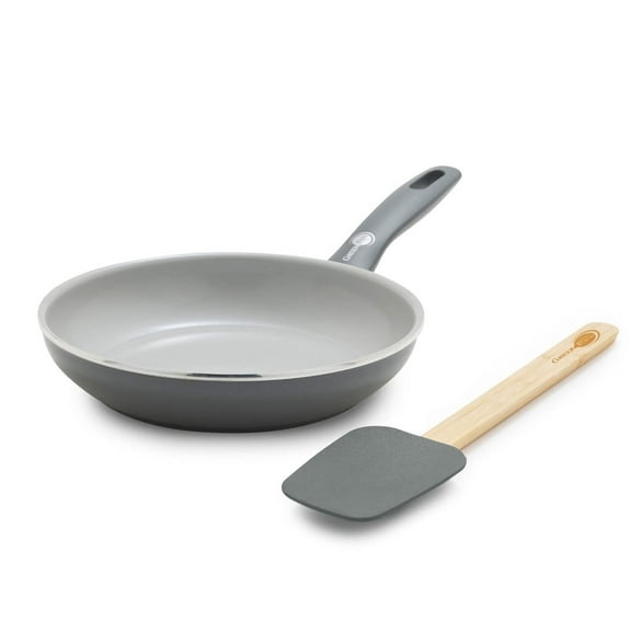 GreenPan Dover Ceramic Nonstick 8" Frypan with Spatula | Charcoal Gray
