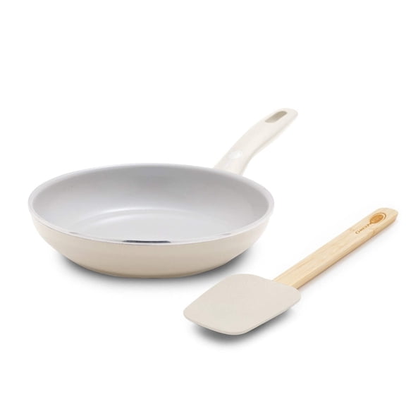 GreenPan Dover 8" Ceramic Nonstick  Frypan with Spatula, Cream White