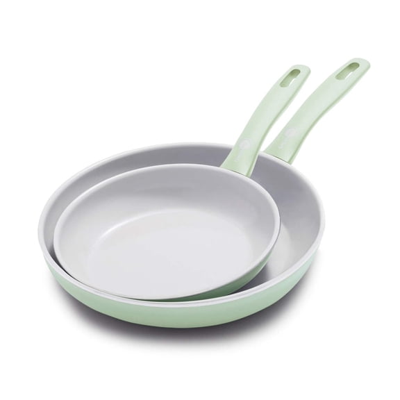 GreenPan Dover 8" and 10" Ceramic Nonstick  Frypan Set, Pastel Green