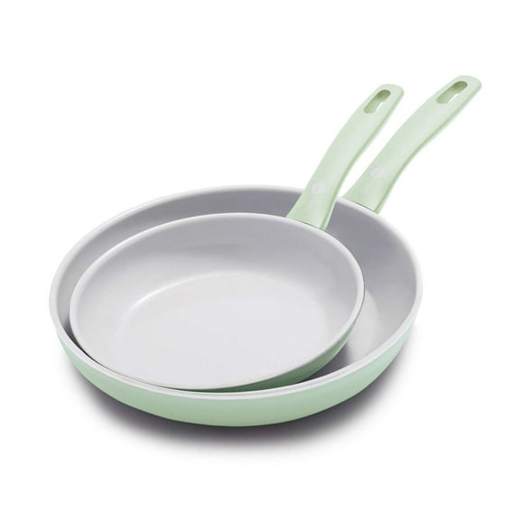 GreenPan Dover Ceramic Nonstick 8" and 10" Frypan Set | Pastel Green