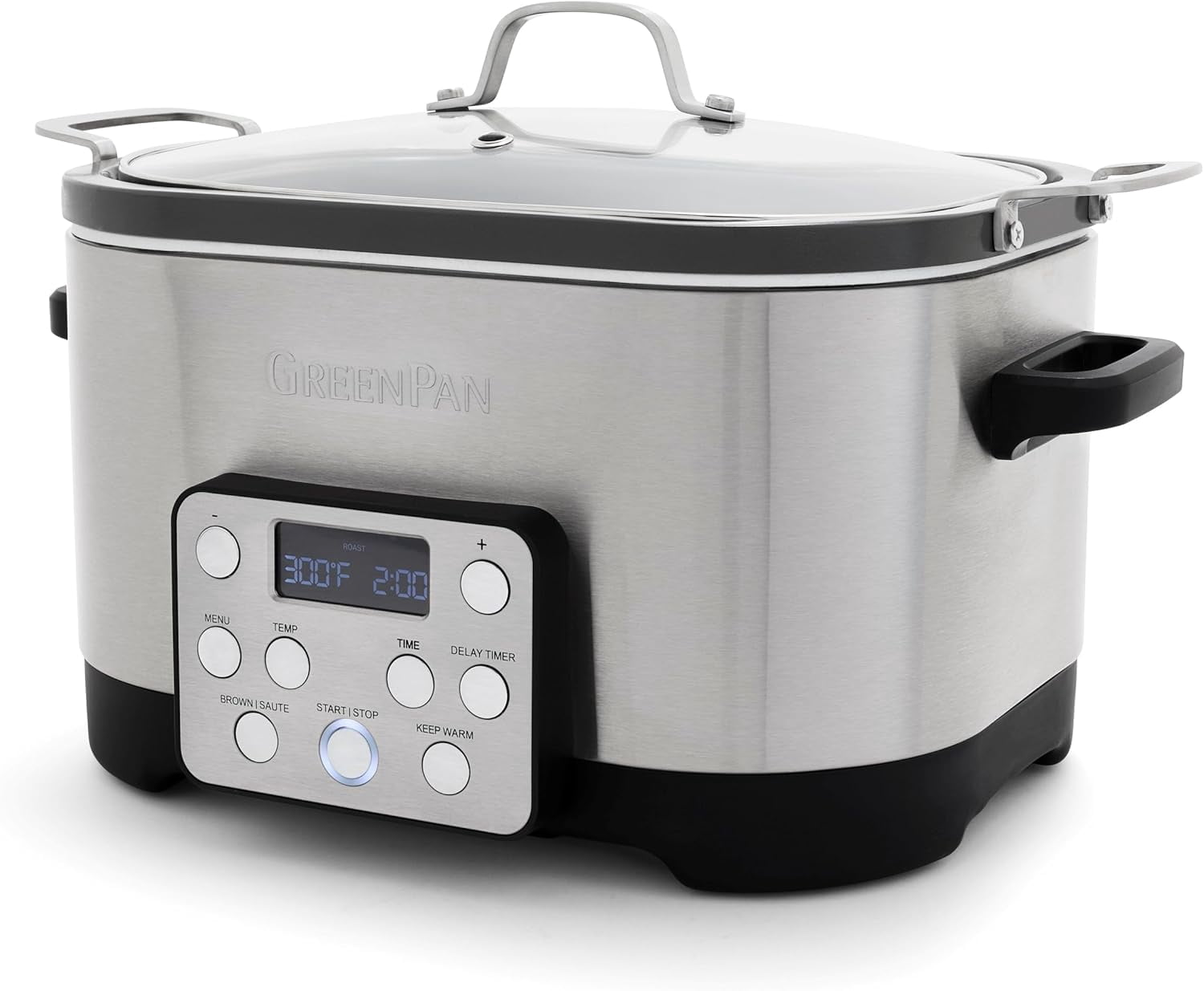GreenPan Electric 6QT Slow Cooker with Lid, Ceramic Removable Pot, 5-in ...