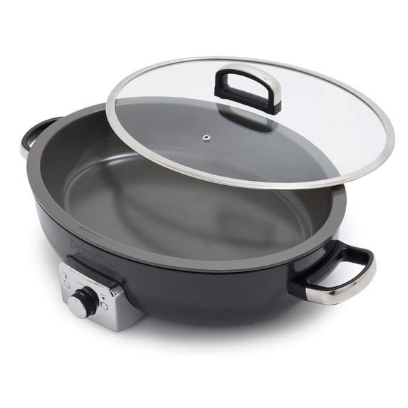 GreenPan Elite 5.5QT Electric Oval Skillet, Toxin-Free Ceramic Nonstick, Graphite