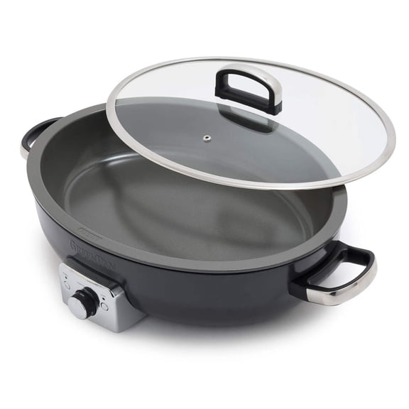 GreenPan Elite 5.5QT Electric Oval Skillet, Toxin-Free Ceramic Nonstick, Graphite