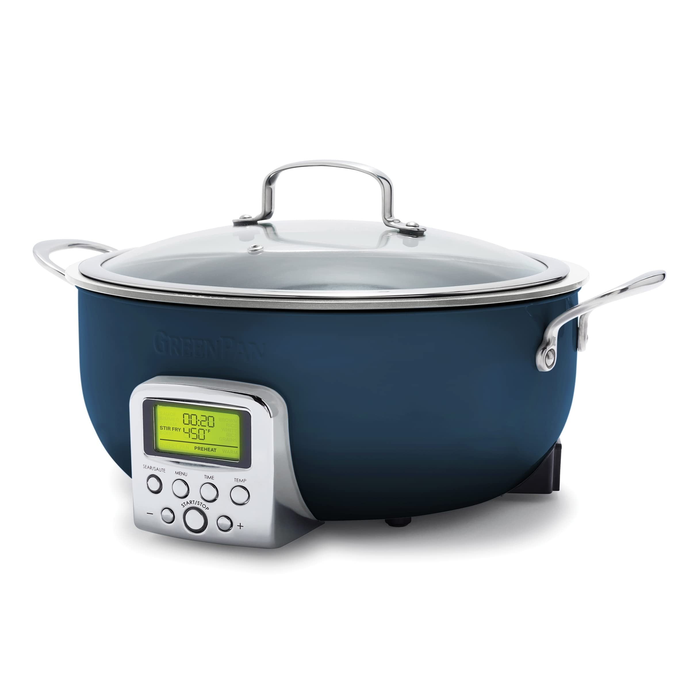 GreenPan Elite Essential Smart Electric 6QT Skillet Pot, Presets to