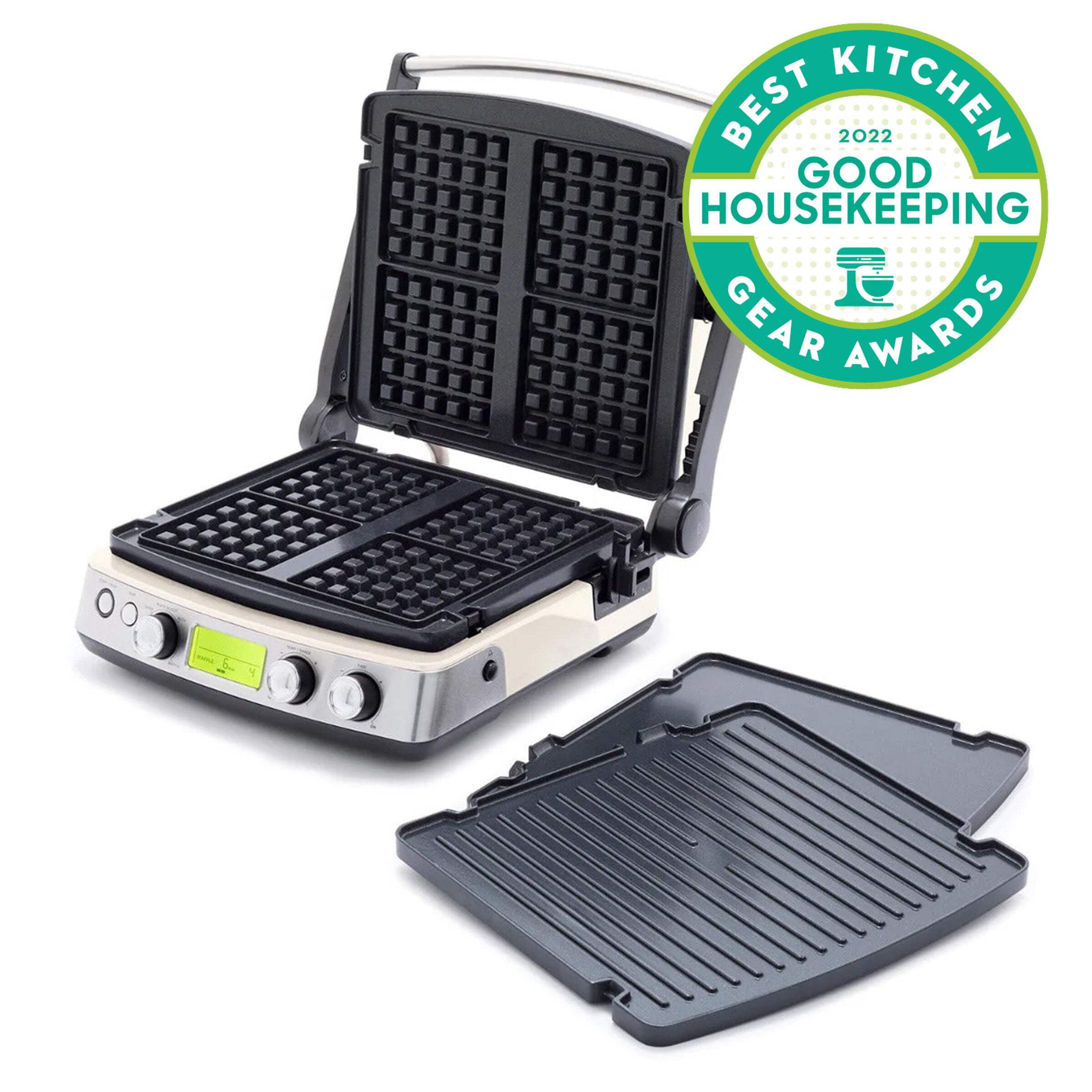 Cloud Cream Ceramic Nonstick Multi-Function Grill and Waffle Maker