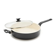 GreenPan Essence 5QT Jumbo Ceramic Nonstick Sauté Pan with Lid, Oven Safe, Dishwasher Safe, Gray