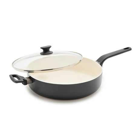 GreenPan Essence 5QT Jumbo Ceramic Nonstick Sauté Pan with Lid, Oven Safe, Dishwasher Safe, Gray