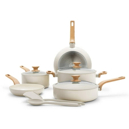 GreenPan 10-Piece Ceramic Nonstick Cookware Set, Stay Cool Handles, Induction, Dishwasher Safe, Cream