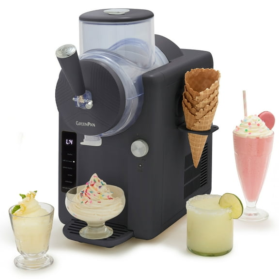 GreenPan Frost 6 Mode, Ice Cream, Frozen Drink, Slushie & Milk Shake Maker, No Freezer Needed, Easy Clean Parts, Gray