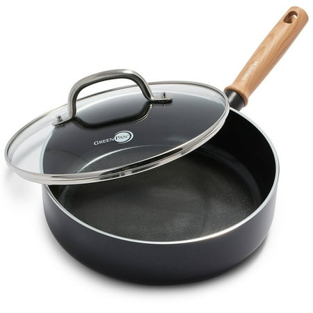 GreenPan Hudson Healthy Ceramic Nonstick, 3 Quart Saute Pan with Lid, Black