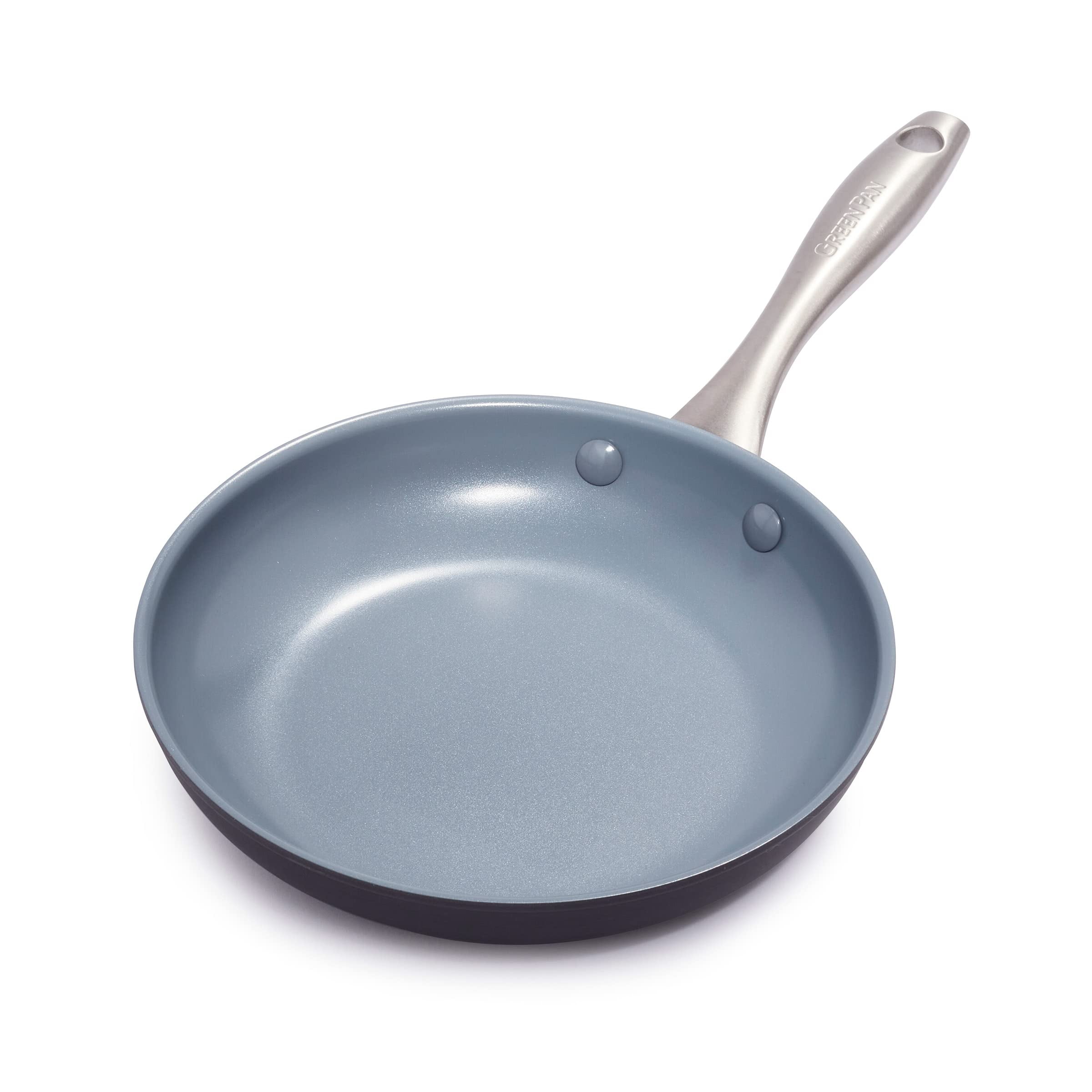 8" Gray Aluminum Ceramic Nonstick Fry Pan with Stainless Steel Handle