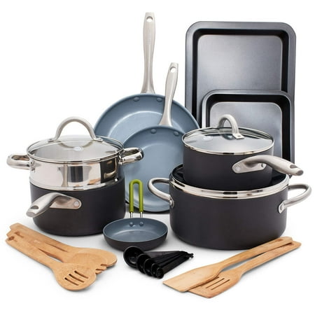 GreenPan 18-Piece Cookware Pots and Pans Set Lima, Ceramic Nonstick, Oven & Dishwasher Safe, Bakeware
