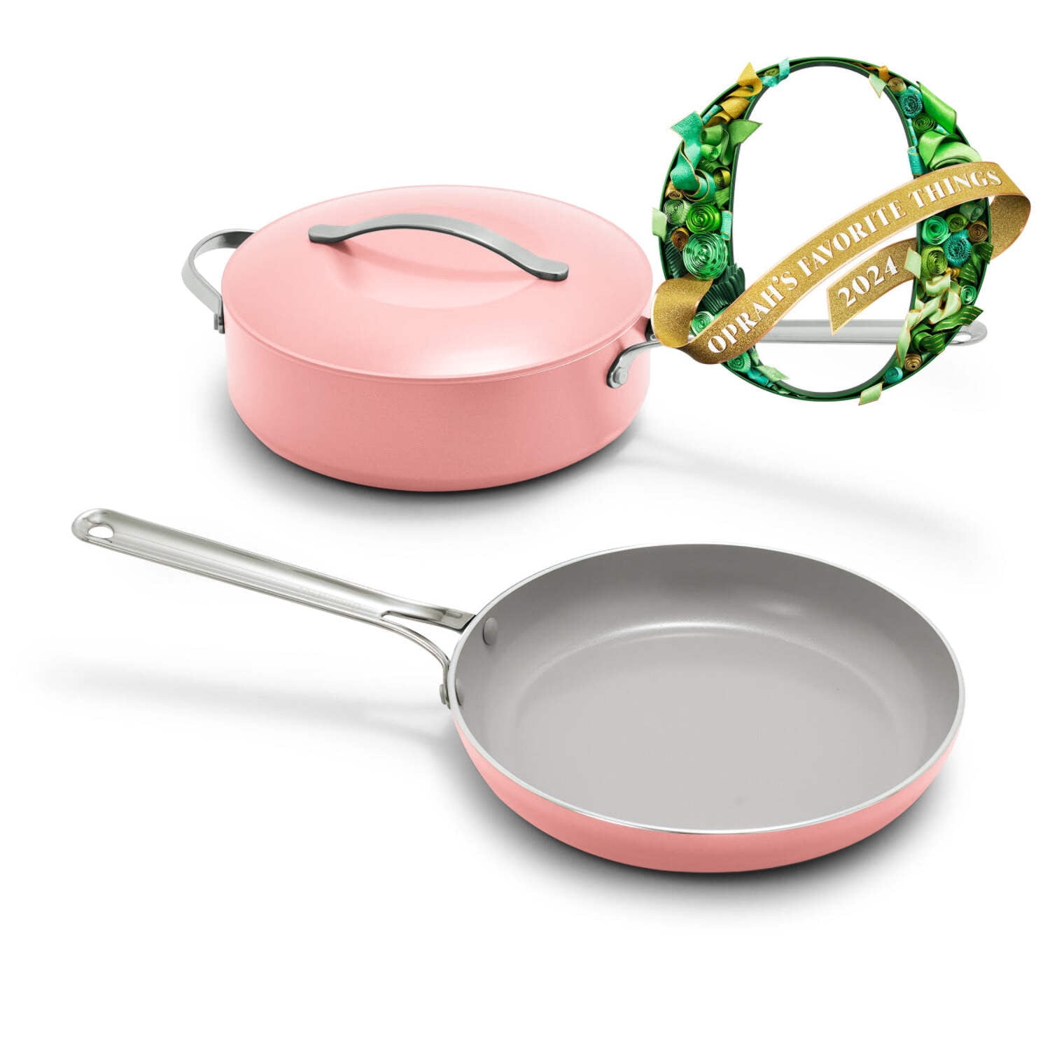 Coral Nonstick Aluminum Fry Pan and Sauté Pan Set with Stainless Steel Handles