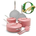 thumbnail image 1 of GreenPan Nova 10-Piece Cookware Pots and Pans Set, Oprah’s Favorite Things 2024, Ceramic Nonstick, Fry, Sauté, Stockpot, Utensils, Lids, Induction Suitable, Dishwasher, Oven Safe, Coral, 1 of 7
