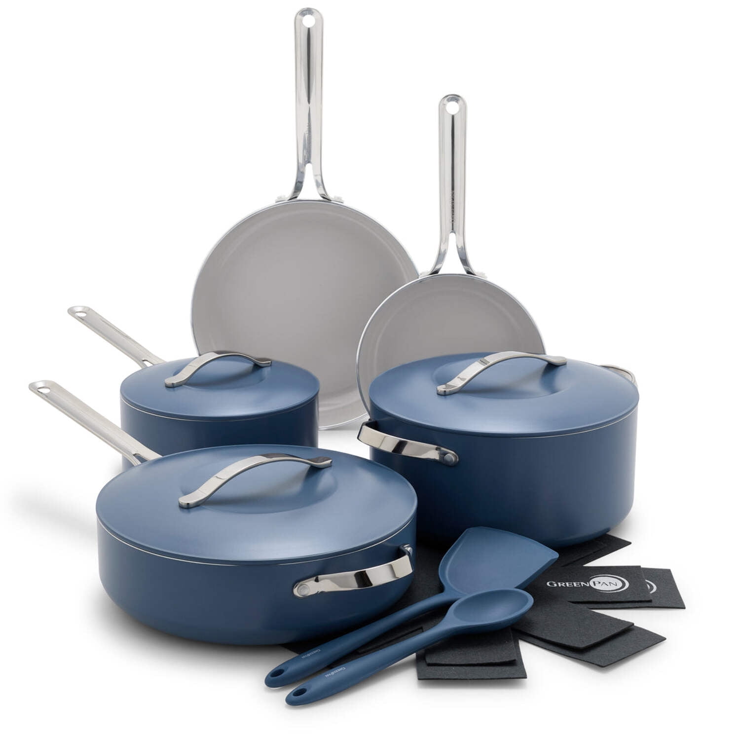 Blue 10-Piece Nonstick Aluminum Cookware Set with Stainless Steel Handles