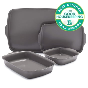 GreenPan Premiere 4- Piece Bakeware Set, Healthy Ceramic Nonstick Ovenware, Dishwasher Safe, Gray