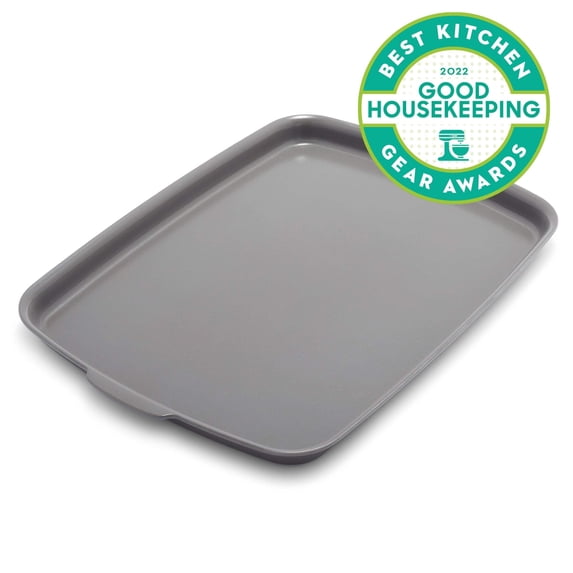 Open Box GreenPan Premiere Ovenware Healthy Ceramic Nonstick 18" x 13" Rectangular Baking Pan, Cast Aluminum, Warp-Free, Oven and Broiler safe to 600F,Dishwasher Safe, PFAS-Free, Gray
