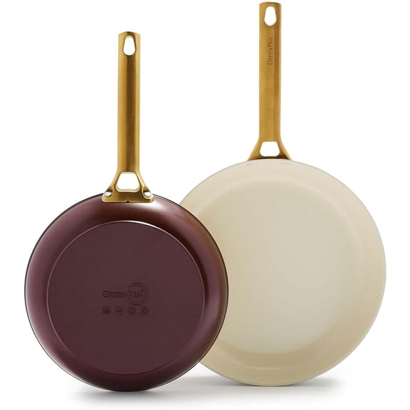GreenPan Reserve Ceramic Nonstick 10" and 12" Frypan Set | Burgundy