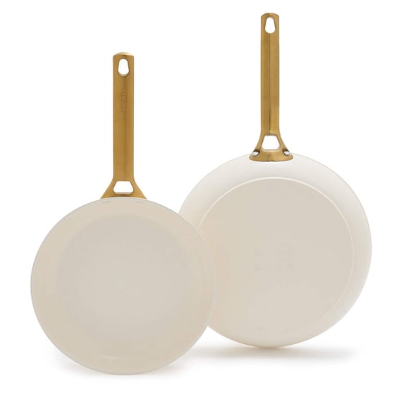 GreenPan Reserve Ceramic Nonstick 10" and 12" Frypan Set | Cream
