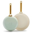 thumbnail image 1 of GreenPan Reserve Ceramic Nonstick 10" and 12" Frypan Set | Julep with Gold-Tone Handles, 1 of 7