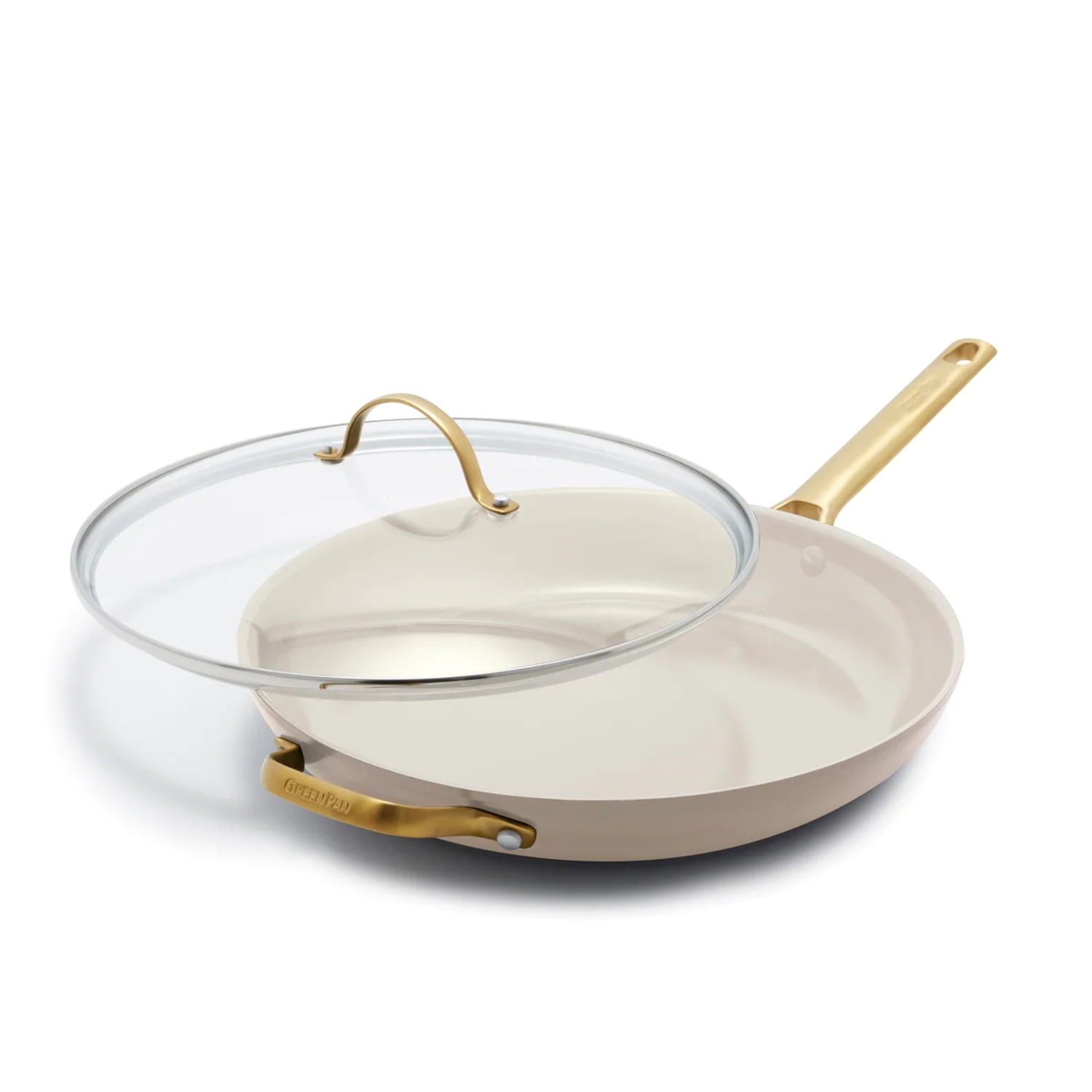 Reserve Ceramic Nonstick 8, 10 and 12 Frypan Set, Taupe with Gold