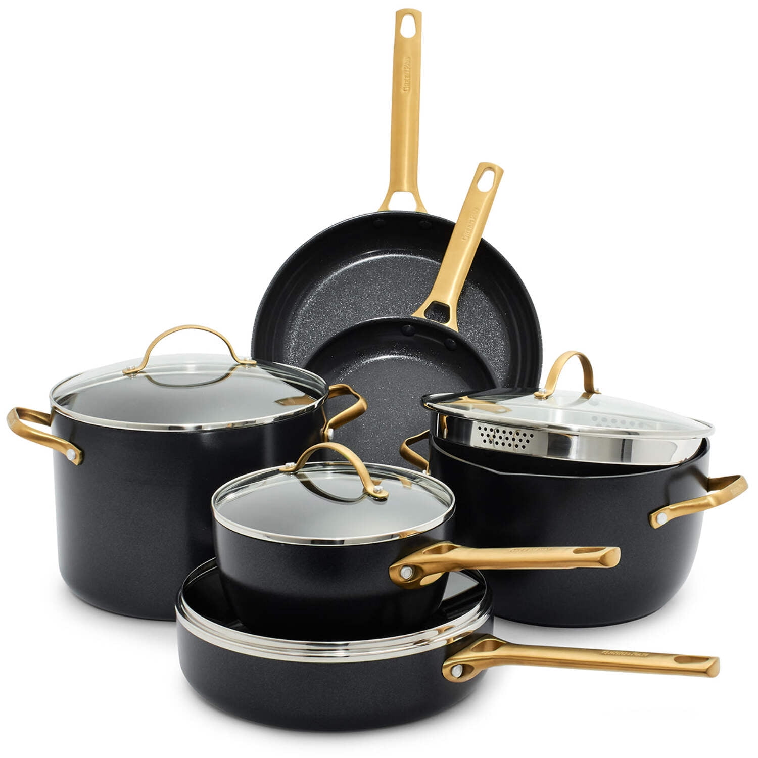 Black and Gold 10-Piece Nonstick Aluminum Cookware Set
