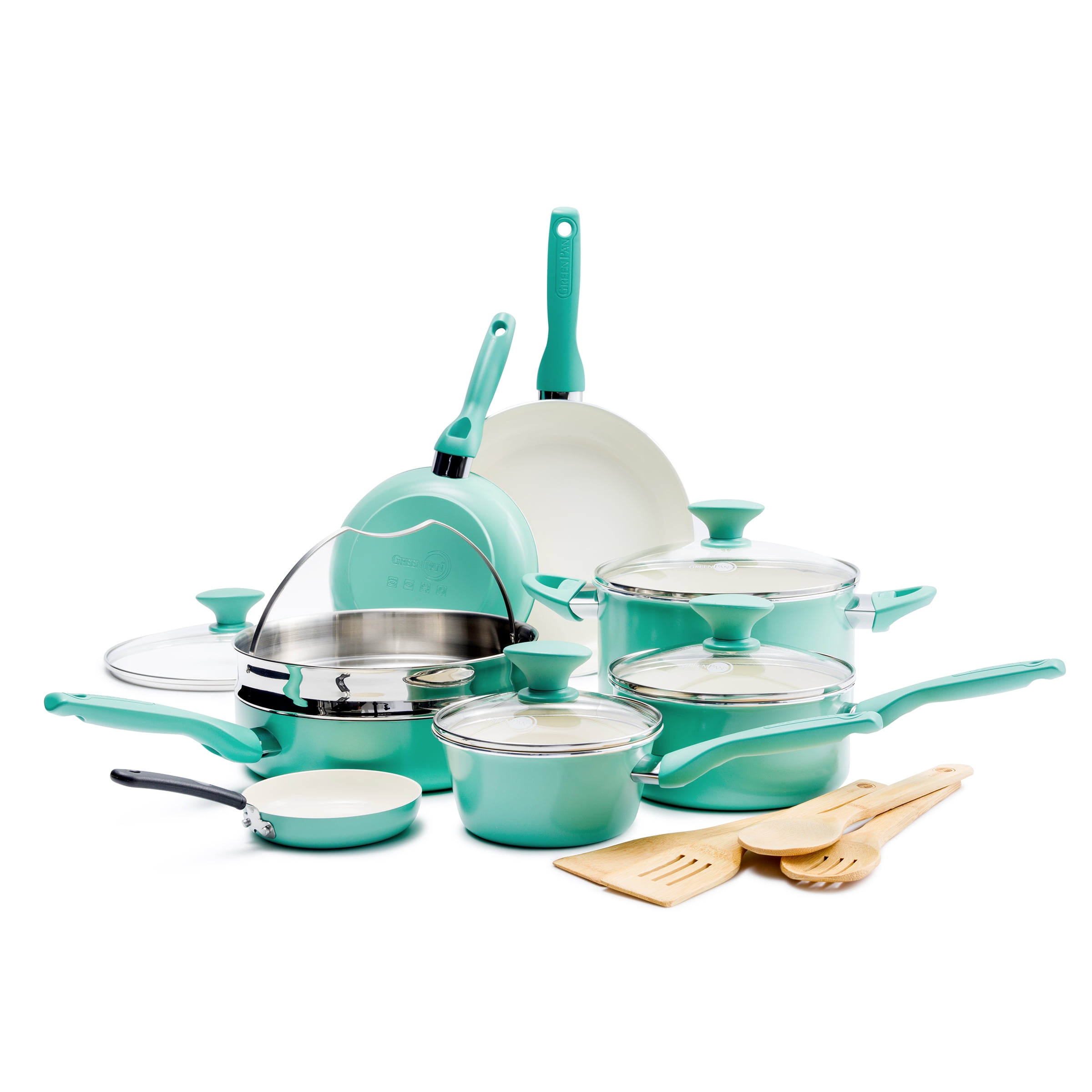 GreenPan Rio Ceramic Nonstick 16-Piece Set, Turquoise 