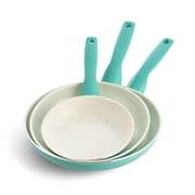 GreenPan Rio Ceramic Nonstick 7, 9.5 and 11 Frypan Set | Turquoise