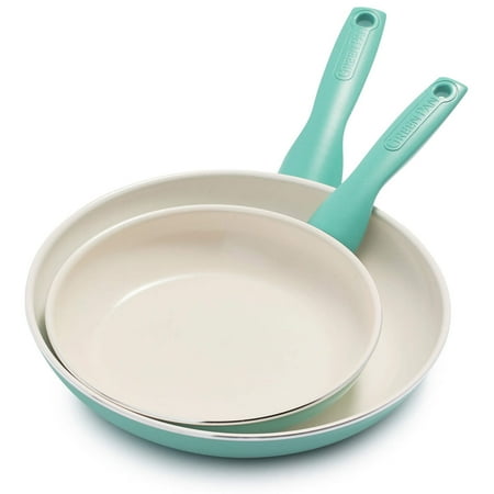 GreenPan Rio Ceramic Nonstick 8" and 10" Frypan Set - Turquoise