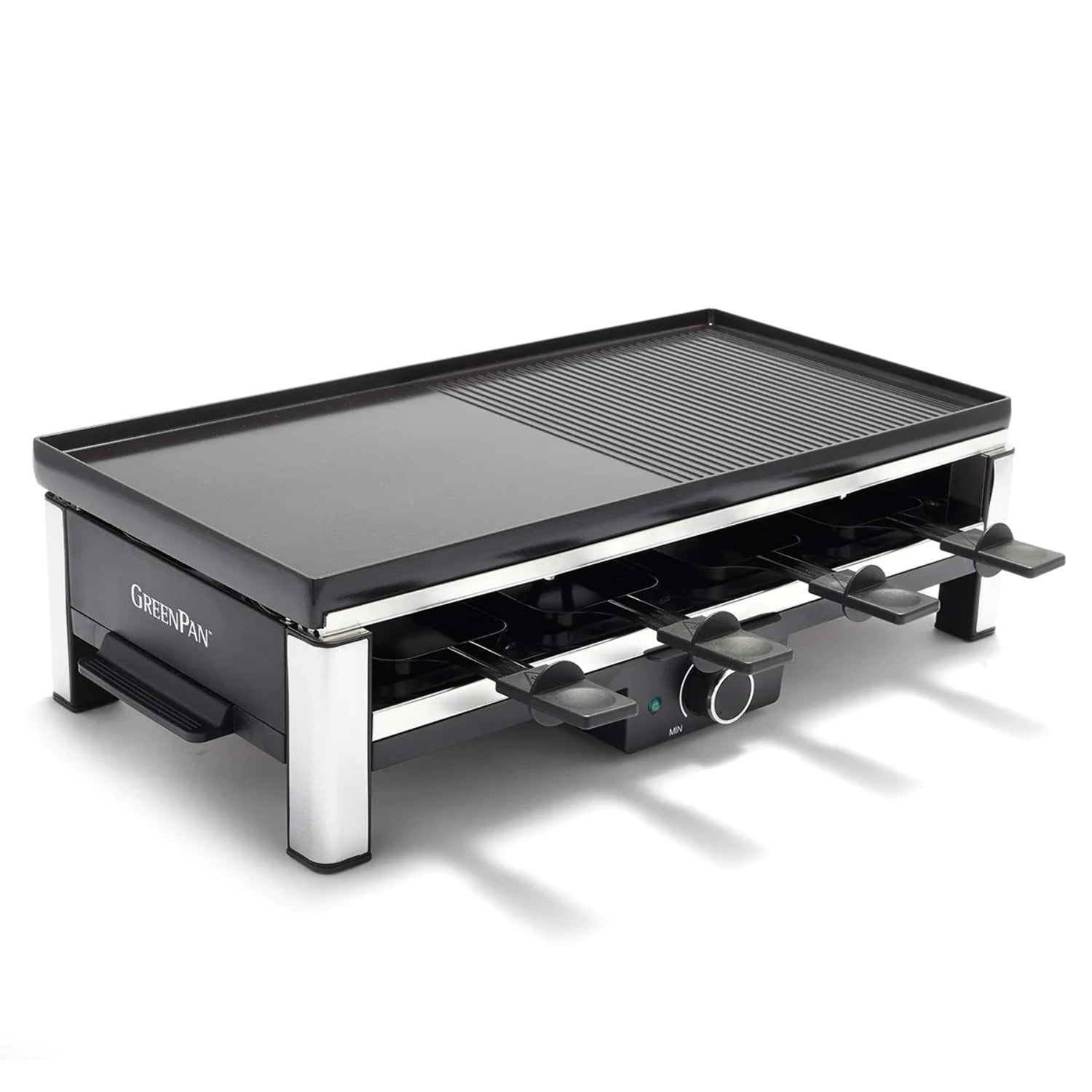 Black Nonstick Electric Griddle with Reversible Grill Plate