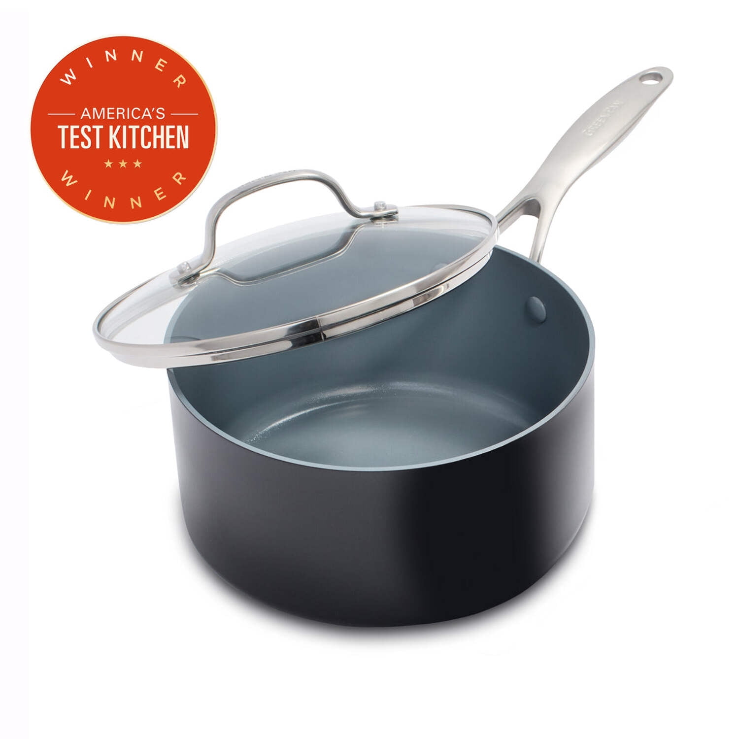 Valencia Pro Black Aluminum Nonstick 2-Quart Saucepan with Glass Lid
